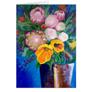 Vase of Flowers -- Proteas, Tulips and Roses