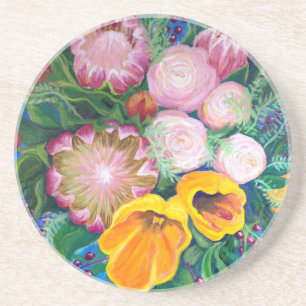 Vase of Flowers -- Proteas, Tulips and Roses Coaster