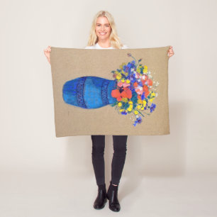 Vase of Flowers, Redon Fleece Blanket