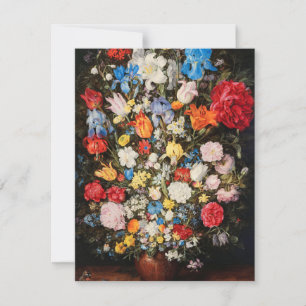 Vase of Flowers with Jewel, Coins and Shells, 1606 Card