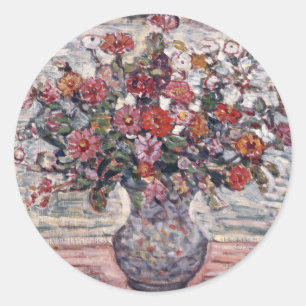 Vase of Flowers, Zinnias by Maurice Prendergast Classic Round Sticker
