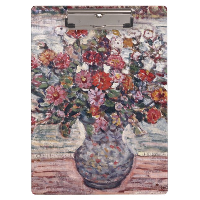 Vase of Flowers, Zinnias by Maurice Prendergast Clipboard (Front)