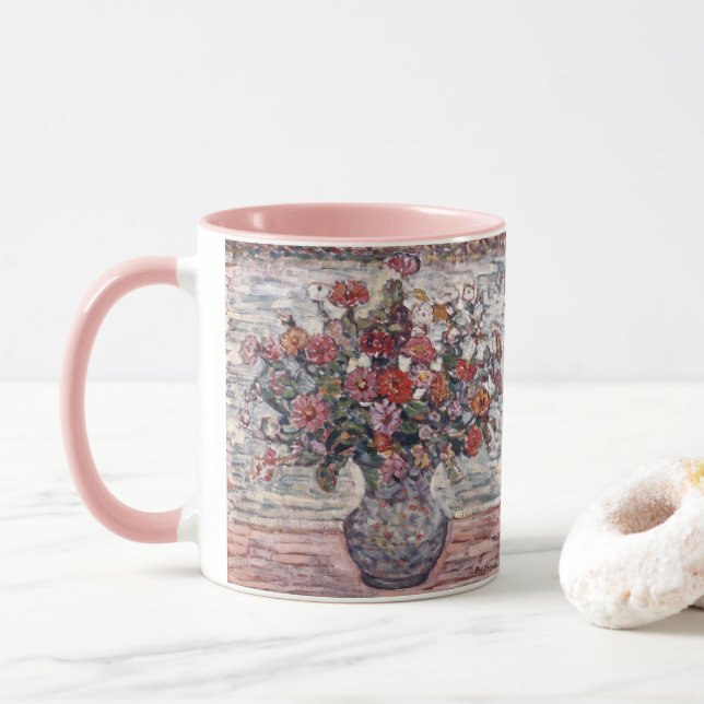 Vase of Flowers, Zinnias by Maurice Prendergast Mug (With Donut)