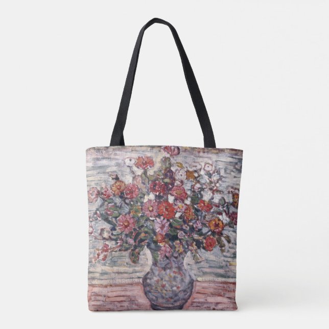 Vase of Flowers, Zinnias by Maurice Prendergast Tote Bag (Back)