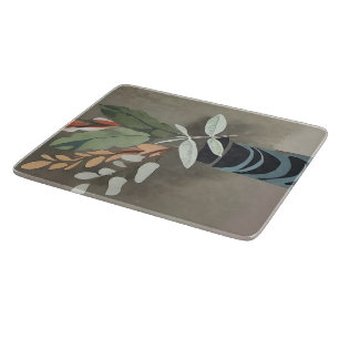 Vase of leaves minimalist art cutting board