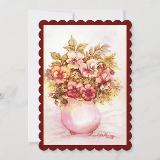 Vase of Pansies Flat Holiday Card