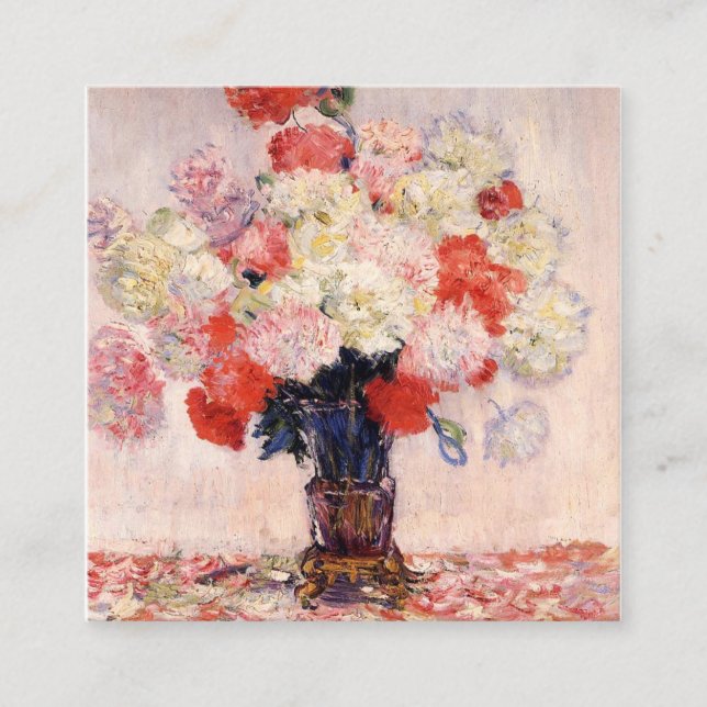 Vase Of Peonies By Claude Monet Square Business Card (Front)