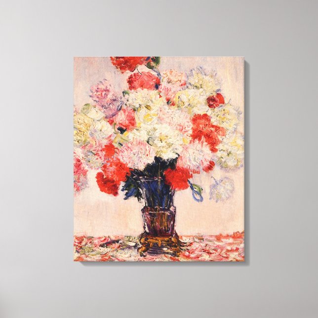 Vase of Peonies Monet Fine Art Canvas Print (Front)