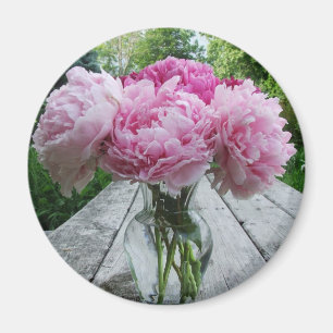 Vase of Pink Peonies Magnet