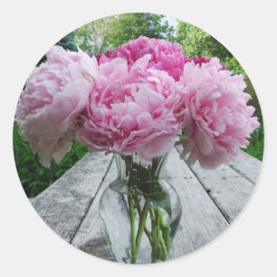 Vase of Pink Peony / Peonies Stickers Labels