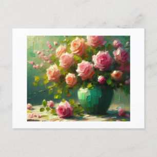 Vase of Pink Roses, Postcard