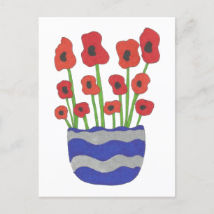 Vase of Poppies Contemporary Art  Postcard