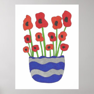 Vase of Poppies Contemporary Art Poster