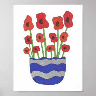 Vase of Poppies Contemporary Art Poster