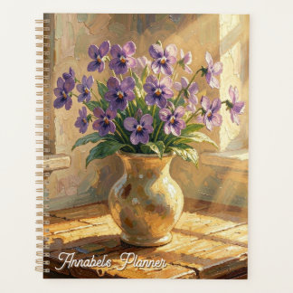Vase of Purple Violets Impasto Personalised Planner