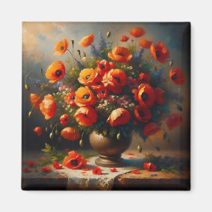 Vase of Red Poppies Magnet