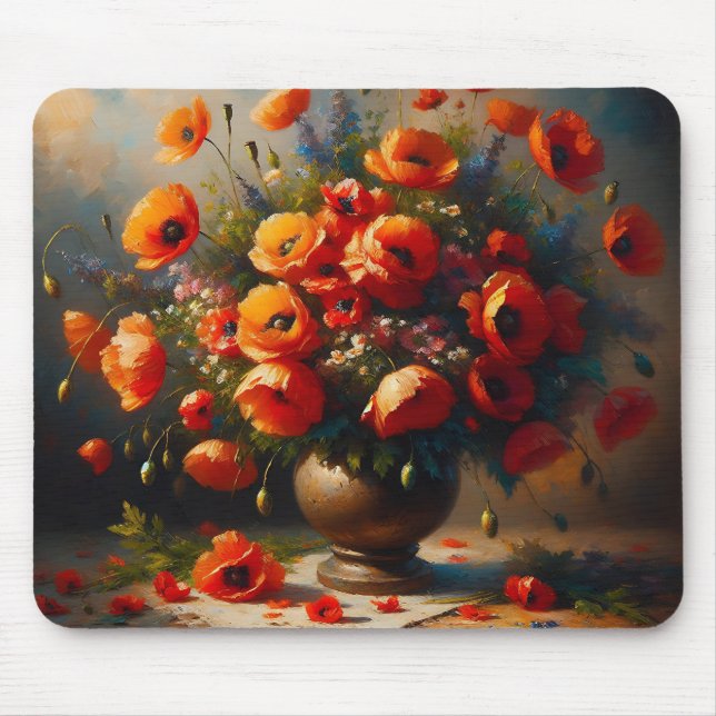 Vase of Red Poppies Mouse Mat (Front)