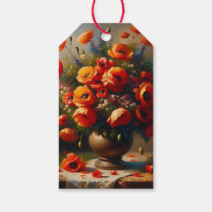 Vase of Red Poppies To and From Birthday Gift Tags