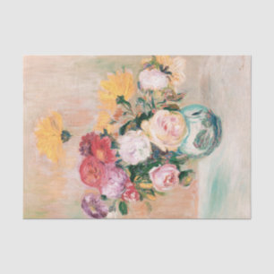 Vase Of Roses And Dahlias by Auguste Renoir Tissue Paper