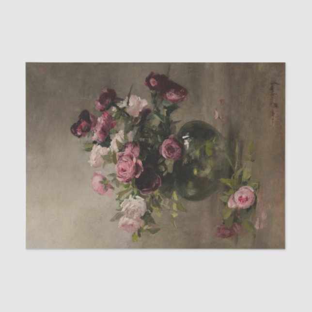 Vase of Roses by Eva Gonzales Tissue Paper (Front)