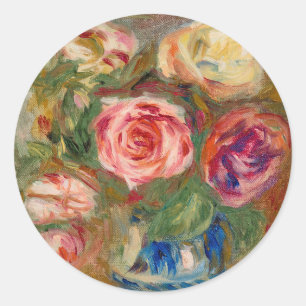 Vase of Roses   Renoir Classic Round Sticker