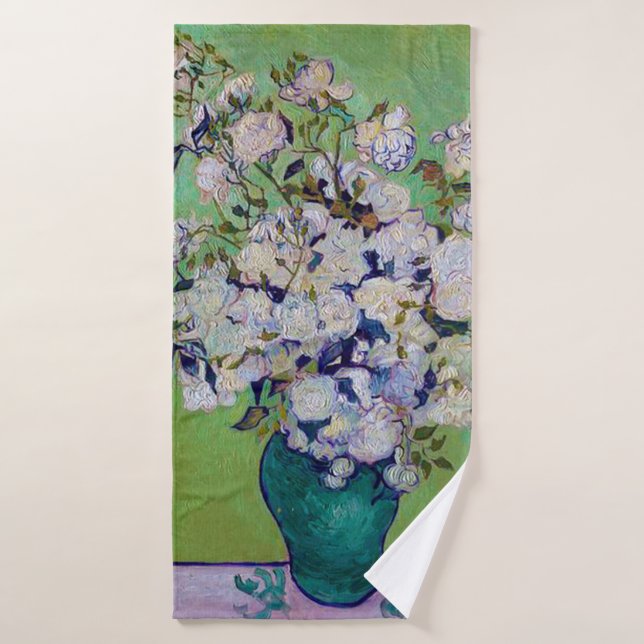 Vase of Roses, Vincent van Gogh Bath Towel (Bath Towel)