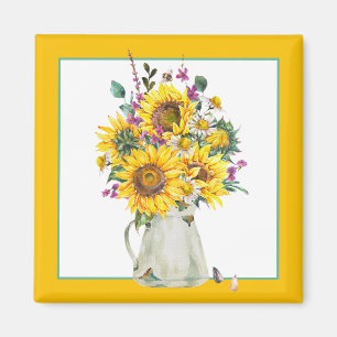 Vase of sunflowers magnet