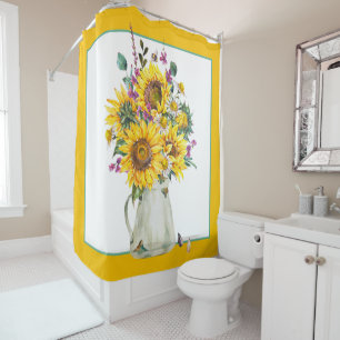 Vase of sunflowers  shower curtain