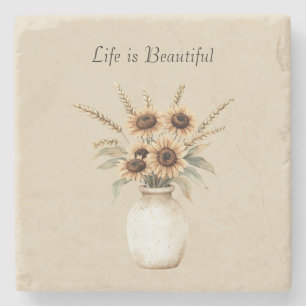 Vase of Sunflowers Stone Coaster