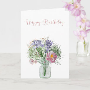 Vase of Wild Flowers Birthday Card