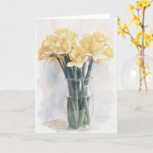 Vase of Yellow Daffodil Flowers Floral Note Card
