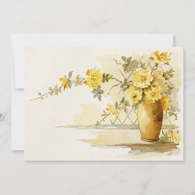 Vase of Yellow Roses Still Life Invitation (Front)