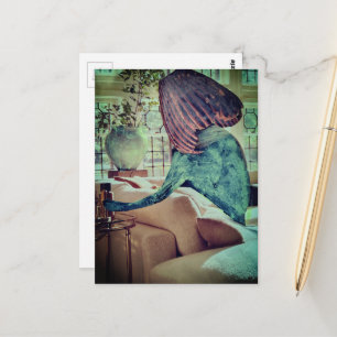 Vase on Her Head A Fun Collage Postcard