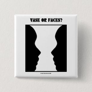 Vase Or Faces? (Optical Illusion) 15 Cm Square Badge