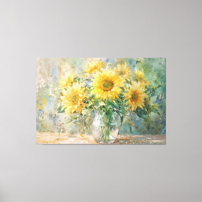 *~* Vase Sun Flowers TV2  Stretched Canvas Print (Front)