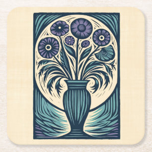 Vase Three Square Paper Coaster