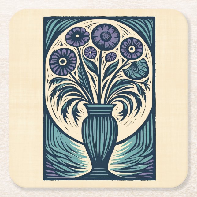 Vase Three Square Paper Coaster (Front)