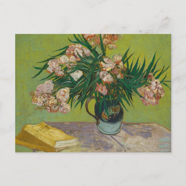 Vase w Oleanders & Books by Van Gogh Postcard (Front)