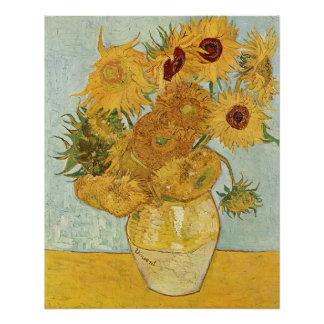 Vase With 12 Sunflowers Van Gogh Original Aspect Poster