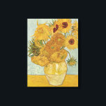 Vase with 12 Sunflowers - Vincent Van Gogh (1888) Canvas Print<br><div class="desc">This design uses Vincent Van Gogh's 1888 painting "Vase with 12 Sunflowers".  The painting shows twelve sunflowers in a yellow vase on a blue and yellow background.</div>
