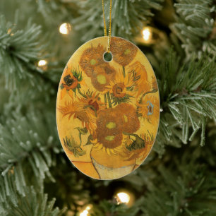 Vase with 15 Sunflowers by Vincent van Gogh Ceramic Tree Decoration