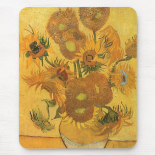Vase with 15 Sunflowers by Vincent van Gogh Mouse Mat