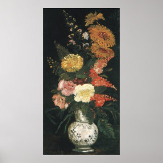 Vase with Asters and Silva  by Vincent van Gogh Poster
