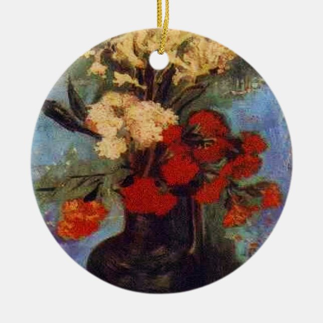 vase with carnations and other flowers ceramic tree decoration (Front)