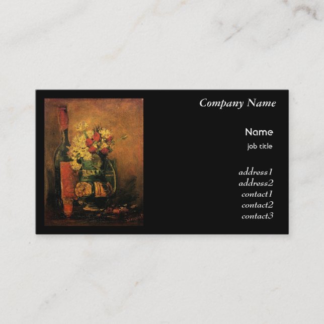 Vase with Carnations and Red Roses and a Bottle Business Card (Front)