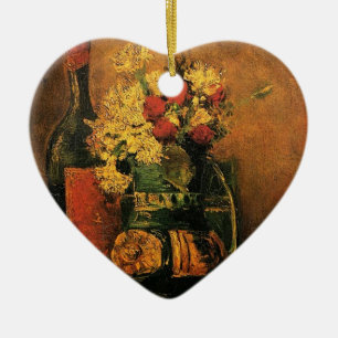 Vase with Carnations and Roses and a Bottle by Van Ceramic Tree Decoration