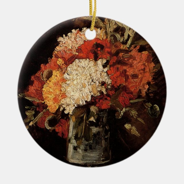 Vase with Carnations by Vincent van Gogh Ceramic Tree Decoration (Front)