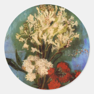 Vase with Carnations by Vincent van Gogh Classic Round Sticker