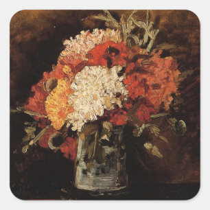 Vase with Carnations by Vincent van Gogh Square Sticker