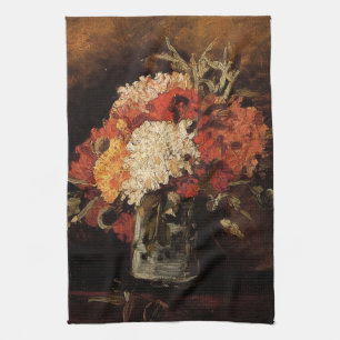Vase with Carnations by Vincent van Gogh Tea Towel